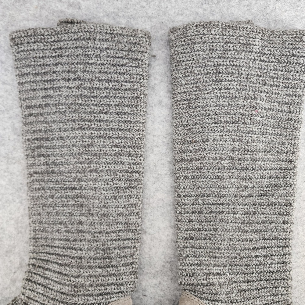 UGG Lattice Cardy Grey Knit Tall Sheepskin Lining Boots Womens 7 5819 - Picture 3 of 8